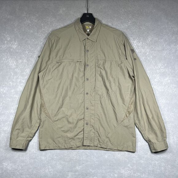 Mountain Hardwear Shirt Men’s Medium Button Up Roll Tab Sleeve Hiking Fishing - Picture 1 of 9